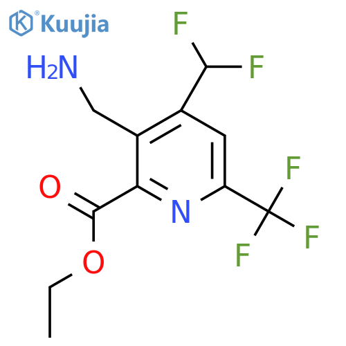 Ethyl 3-(aminomethyl)-4-(difluoromethyl)-6-(trifluoromethyl)pyridine-2-carboxylate structure