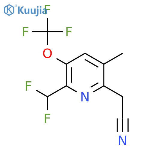 2-(Difluoromethyl)-5-methyl-3-(trifluoromethoxy)pyridine-6-acetonitrile structure