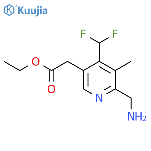 Ethyl 2-(aminomethyl)-4-(difluoromethyl)-3-methylpyridine-5-acetate structure