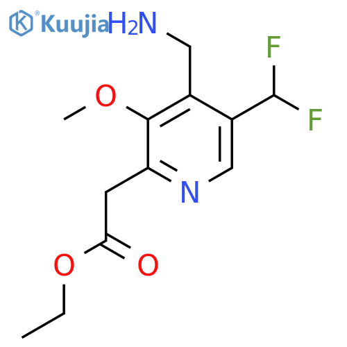 Ethyl 4-(aminomethyl)-5-(difluoromethyl)-3-methoxypyridine-2-acetate structure