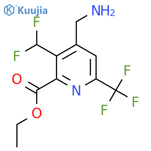 Ethyl 4-(aminomethyl)-3-(difluoromethyl)-6-(trifluoromethyl)pyridine-2-carboxylate structure