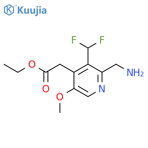 Ethyl 2-(aminomethyl)-3-(difluoromethyl)-5-methoxypyridine-4-acetate structure