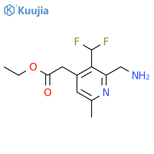 Ethyl 2-(aminomethyl)-3-(difluoromethyl)-6-methylpyridine-4-acetate structure