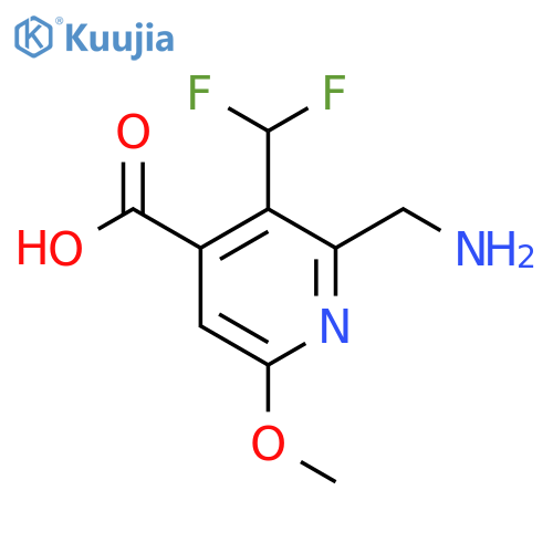 2-(Aminomethyl)-3-(difluoromethyl)-6-methoxypyridine-4-carboxylic acid structure