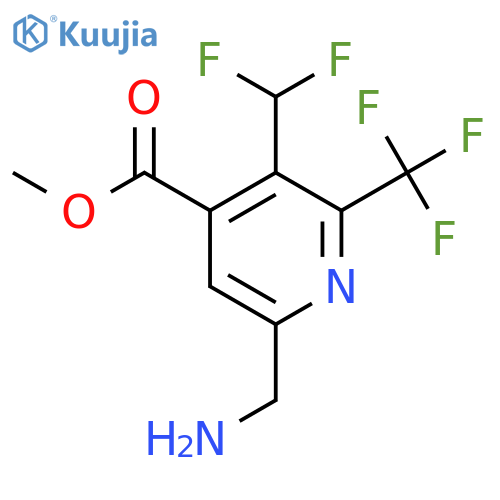Methyl 6-(aminomethyl)-3-(difluoromethyl)-2-(trifluoromethyl)pyridine-4-carboxylate structure
