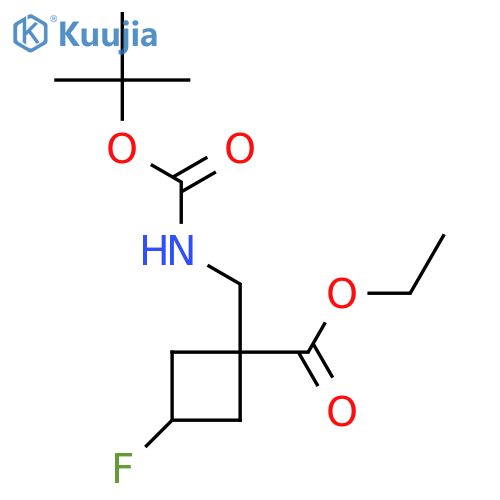 Ethyl 1-[(tert-butoxycarbonylamino)methyl]-3-fluoro-cyclobutanecarboxylate structure