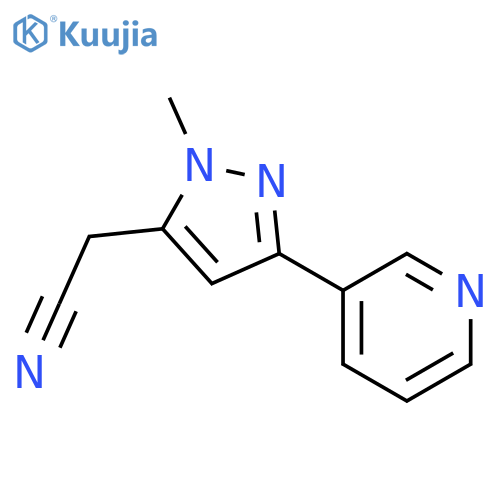 2-(1-methyl-3-(pyridin-3-yl)-1H-pyrazol-5-yl)acetonitrile structure