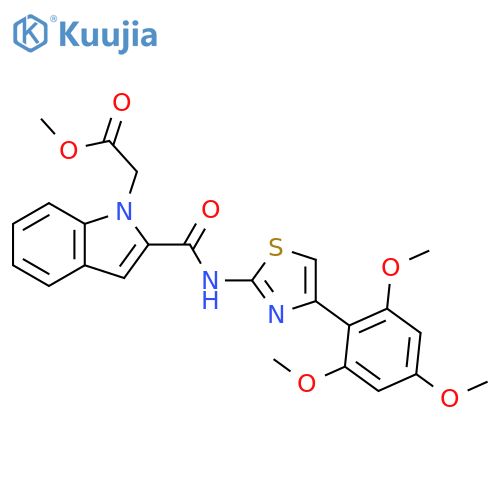 1H-Indole-1-acetic acid,2-[[[4-(2,4,6-trimethoxyphenyl)-2-thiazolyl]amino]carbonyl]-, methyl ester structure