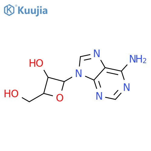 (2R,3R,4R)-2-(6-amino-9H-purin-9-yl)-4-(hydroxymethyl)oxetan-3-ol structure