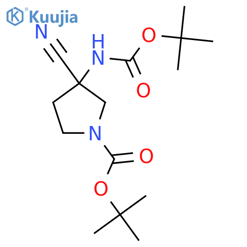 tert-Butyl 3-(tert-butoxycarbonylamino)-3-cyanopyrrolidine-1-carboxylate structure