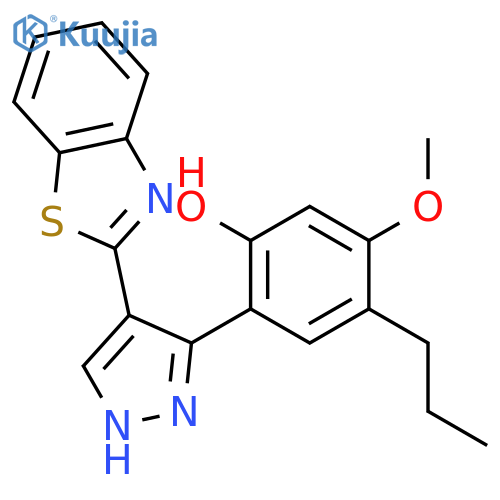 Phenol, 2-[4-(2-benzothiazolyl)-1H-pyrazol-3-yl]-5-methoxy-4-propyl- structure