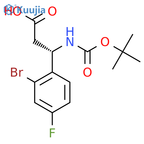 (3S)-3-(2-bromo-4-fluorophenyl)-3-{(tert-butoxy)carbonylamino}propanoic acid structure