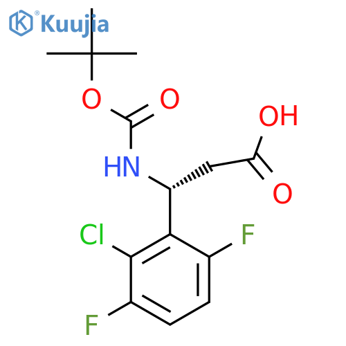 (3R)-3-{(tert-butoxy)carbonylamino}-3-(2-chloro-3,6-difluorophenyl)propanoic acid structure