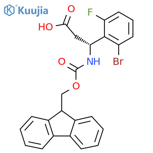 (3R)-3-(2-bromo-6-fluorophenyl)-3-({(9H-fluoren-9-yl)methoxycarbonyl}amino)propanoic acid structure
