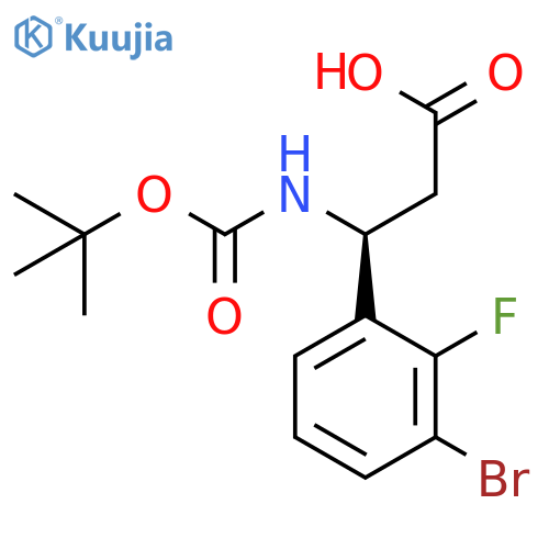 (3S)-3-(3-bromo-2-fluorophenyl)-3-{(tert-butoxy)carbonylamino}propanoic acid structure