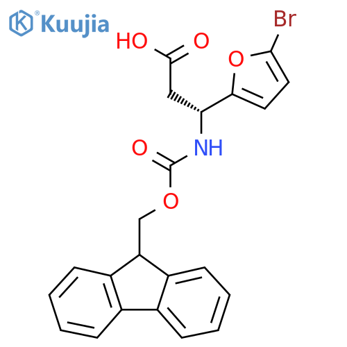 (3R)-3-(5-bromofuran-2-yl)-3-({(9H-fluoren-9-yl)methoxycarbonyl}amino)propanoic acid structure