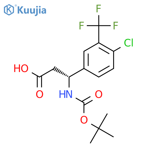 (3R)-3-{(tert-butoxy)carbonylamino}-3-4-chloro-3-(trifluoromethyl)phenylpropanoic acid structure