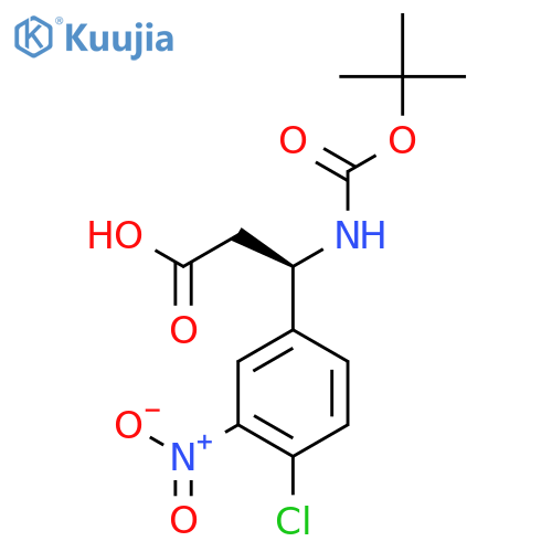(3R)-3-{(tert-butoxy)carbonylamino}-3-(4-chloro-3-nitrophenyl)propanoic acid structure