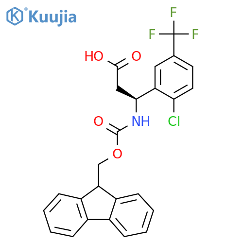 (3S)-3-2-chloro-5-(trifluoromethyl)phenyl-3-({(9H-fluoren-9-yl)methoxycarbonyl}amino)propanoic acid structure
