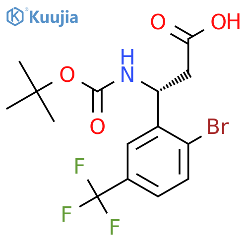 (3R)-3-2-bromo-5-(trifluoromethyl)phenyl-3-{(tert-butoxy)carbonylamino}propanoic acid structure
