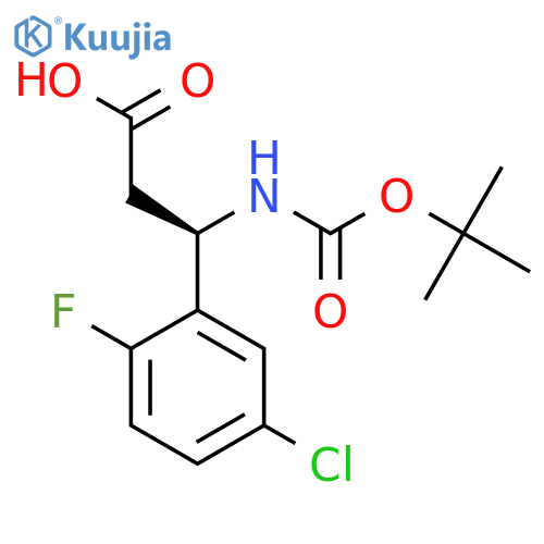 (3R)-3-{(tert-butoxy)carbonylamino}-3-(5-chloro-2-fluorophenyl)propanoic acid structure
