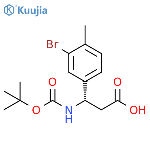 (3S)-3-(3-bromo-4-methylphenyl)-3-{(tert-butoxy)carbonylamino}propanoic acid structure