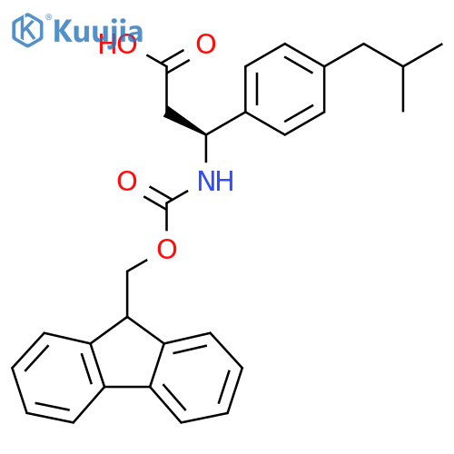 (3S)-3-({(9H-fluoren-9-yl)methoxycarbonyl}amino)-3-4-(2-methylpropyl)phenylpropanoic acid structure