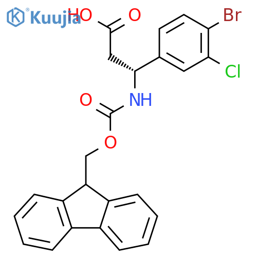 (3R)-3-(4-bromo-3-chlorophenyl)-3-({(9H-fluoren-9-yl)methoxycarbonyl}amino)propanoic acid structure