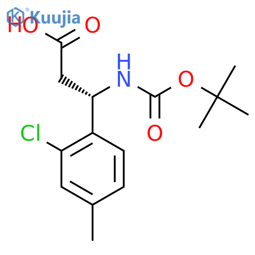 (3S)-3-{(tert-butoxy)carbonylamino}-3-(2-chloro-4-methylphenyl)propanoic acid structure