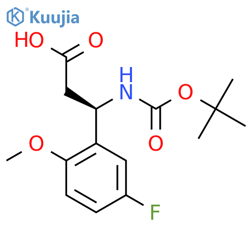 (3R)-3-{(tert-butoxy)carbonylamino}-3-(5-fluoro-2-methoxyphenyl)propanoic acid structure