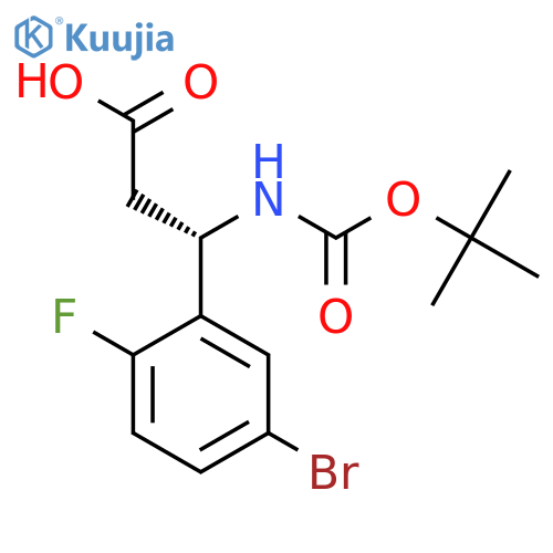 (3S)-3-(5-bromo-2-fluorophenyl)-3-{(tert-butoxy)carbonylamino}propanoic acid structure