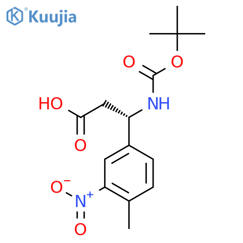 (3S)-3-{(tert-butoxy)carbonylamino}-3-(4-methyl-3-nitrophenyl)propanoic acid structure