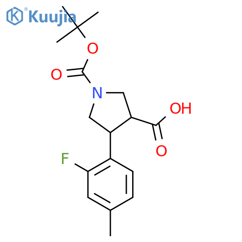 1-(tert-butoxy)carbonyl-4-(2-fluoro-4-methylphenyl)pyrrolidine-3-carboxylic acid structure