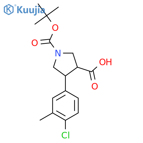 1-(tert-butoxy)carbonyl-4-(4-chloro-3-methylphenyl)pyrrolidine-3-carboxylic acid structure