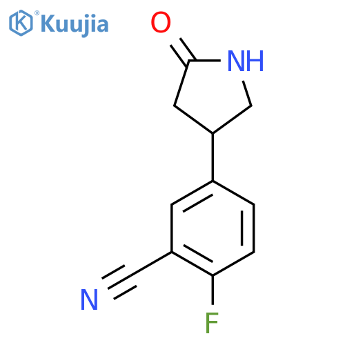 2-fluoro-5-(5-oxopyrrolidin-3-yl)benzonitrile structure