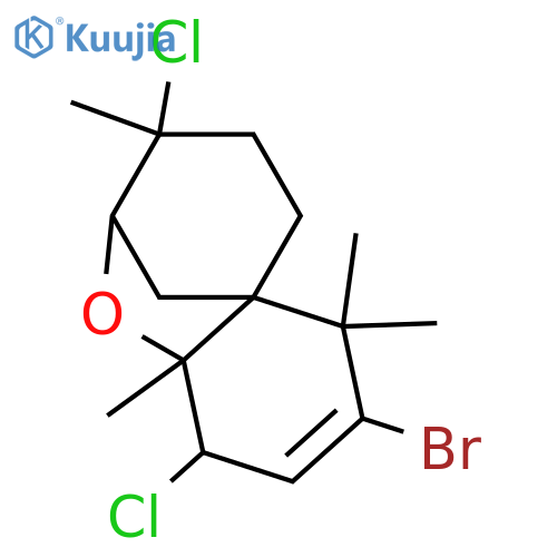 10-Bromo-3,8-dichloro-2,7-epoxy-9-chamigrene; (2R*,3S*,6R*,7S*,8S*)-form structure