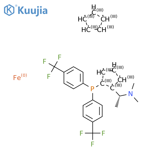Ferrocene, 1-[bis[4-(trifluoroMethyl)phenyl]phosphino]-2-[(1R)-1-(diMethylaMino)ethyl]-, (1R)- structure