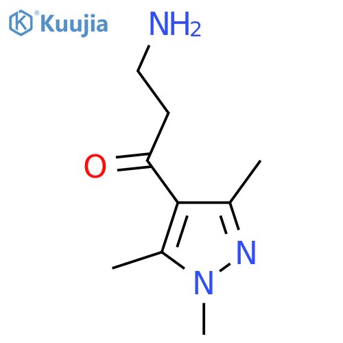3-amino-1-(trimethyl-1H-pyrazol-4-yl)propan-1-one structure