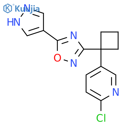 3-(1-(6-Chloropyridin-3-yl)cyclobutyl)-5-(1H-pyrazol-4-yl)-1,2,4-oxadiazole structure