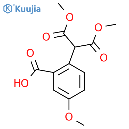 2-(Di(methoxycarbonyl)methyl)-5-methoxybenzoic acid structure