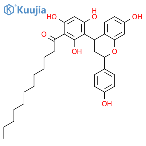 1-{2,4,6-trihydroxy-3-[7-hydroxy-2-(4-hydroxyphenyl)-3,4-dihydro-2H-chromen-4-yl]phenyl}dodecan-1-one structure