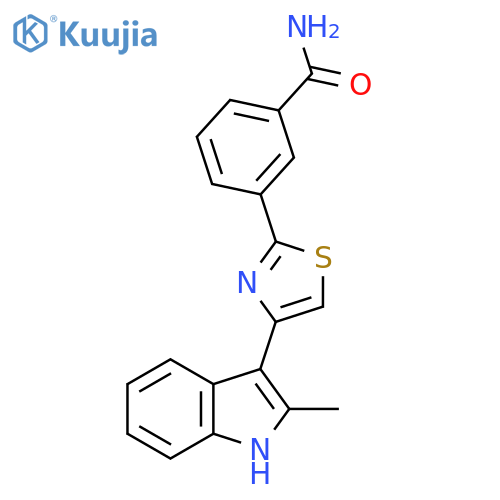 3-[4-(2-methyl-1H-indol-3-yl)-1,3-thiazol-2-yl]benzamide structure