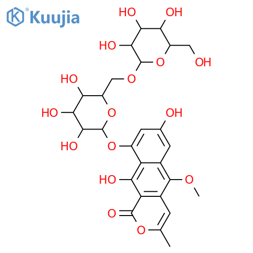 5,7,9,10-Tetrahydroxy-3-methyl-1H-naphtho[2,3-c]pyran-1-one; 5-Me ether, 9-O-[β-D-glucopyranosyl-(1→6)-β-D-glucopyranoside] structure