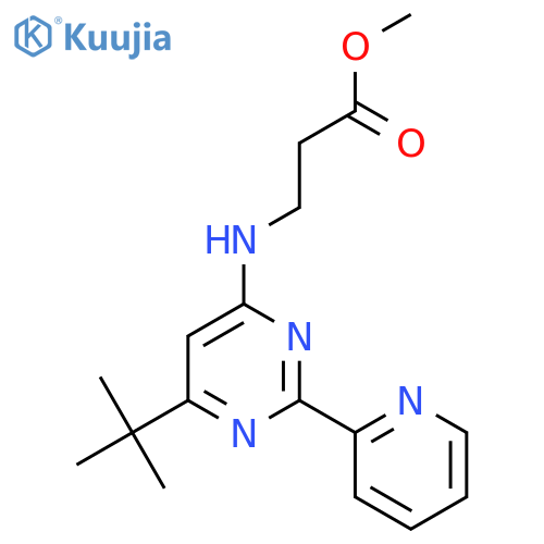 Methyl 3-((6-(tert-butyl)-2-(pyridin-2-yl)pyrimidin-4-yl)amino)propanoate structure