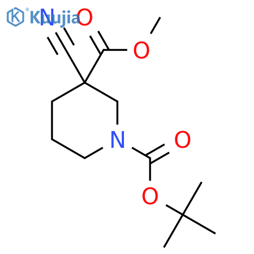 Coc(=O)C1(cccn(C1)C(=O)OC(C)(C)C)C#N structure