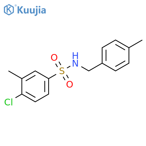 4-chloro-3-methyl-N-[(4-methylphenyl)methyl]benzene-1-sulfonamide structure