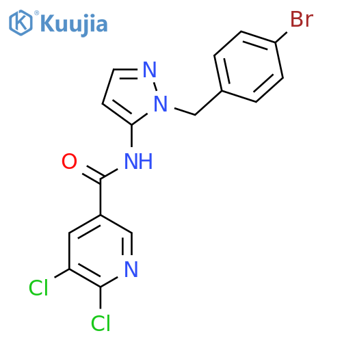 N-{1-[(4-bromophenyl)methyl]-1H-pyrazol-5-yl}-5,6-dichloropyridine-3-carboxamide structure