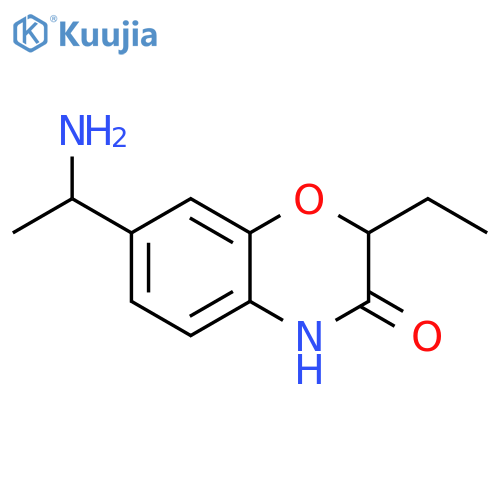 7-(1-aminoethyl)-2-ethyl-3,4-dihydro-2H-1,4-benzoxazin-3-one structure