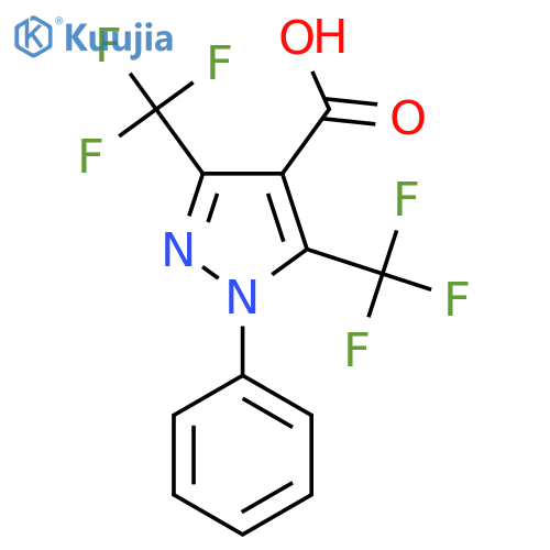 1-Phenyl-3,5-bis(trifluoromethyl)-1H-pyrazole-4-carboxylic acid structure