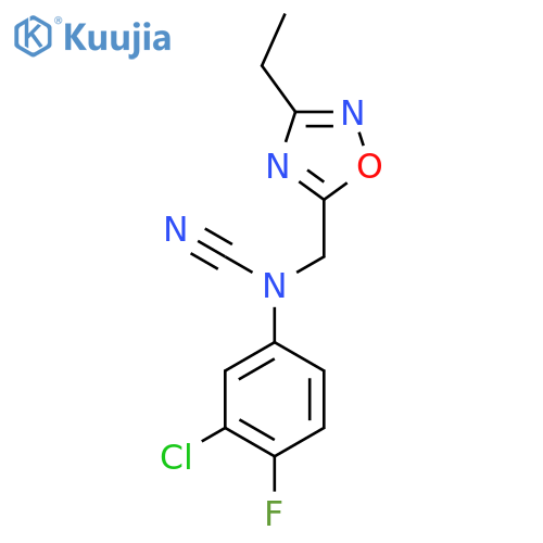 3-chloro-N-cyano-N-(3-ethyl-1,2,4-oxadiazol-5-yl)methyl-4-fluoroaniline structure